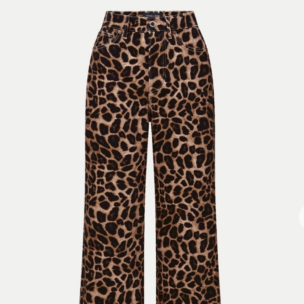 Veronica Beard Taylor Leopard Wide-Leg Jean